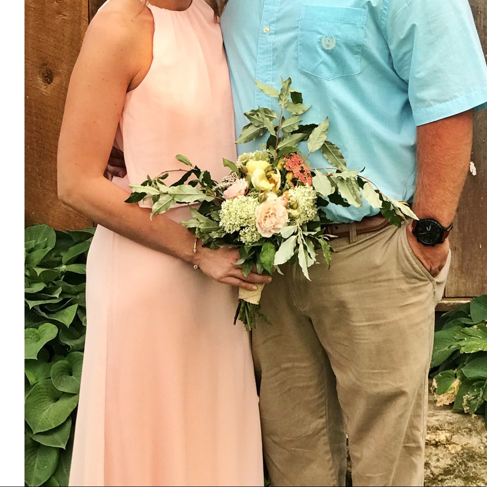 Blush pink bridesmaid chiffon dress 👗